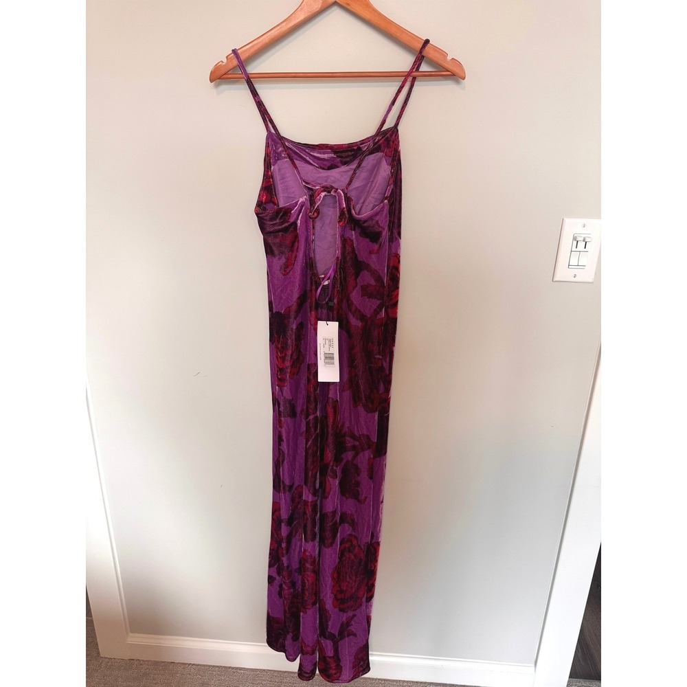 RHODE | Jemima Dress Womens 4 Purple Velvet Burnout Floral Midi Slip Dress NEW - Picture 5 of 6